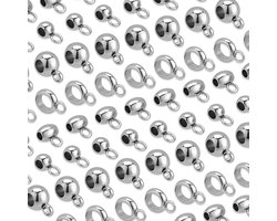 PH PandaHall 80 stuks 304 roestvrij stalen bails kralen, 4 stijlen, rondelle vat, grote gat, hangerschakelschakels, connectoren met bedellus voor slangenketting, Europese armbandhanger, 2 ~ 4 mm gat
