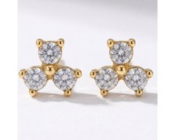 Lundholm Oorknopjes Dames Met Zirkonia Steentjes Goudkleurig - Premium Stainless Steel Jewellery Oorbellen Goud - Kleine Oorbellen Zirkonia Studs verjaardag cadeau vrouw - Geschikt voor Tweede Gaatje - My Ziza Serie - Cadeau voor Haar