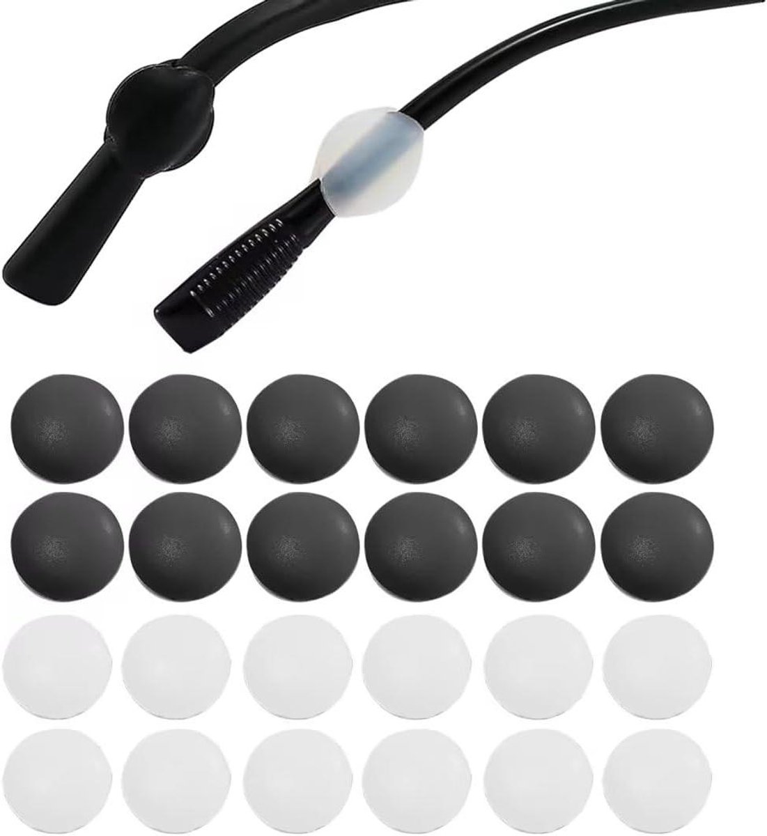 Brillen Antisliphulzen - Bril Accessoires - Bril Beter Zitten - Ultrazachte Siliconen - 24 stuks - Zwart Wit