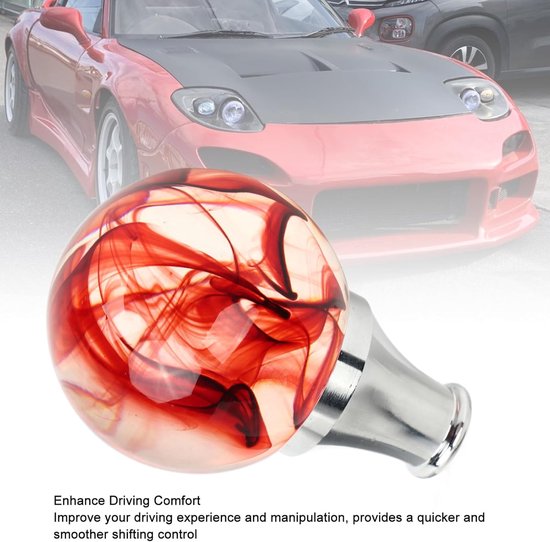 Schakelpookknop Ronde Bal - Versnellingspookkop Auto - Auto Interieur Stylen - Universele Montage Met Adapters - 11MM Poort - Rood — afbeelding 3