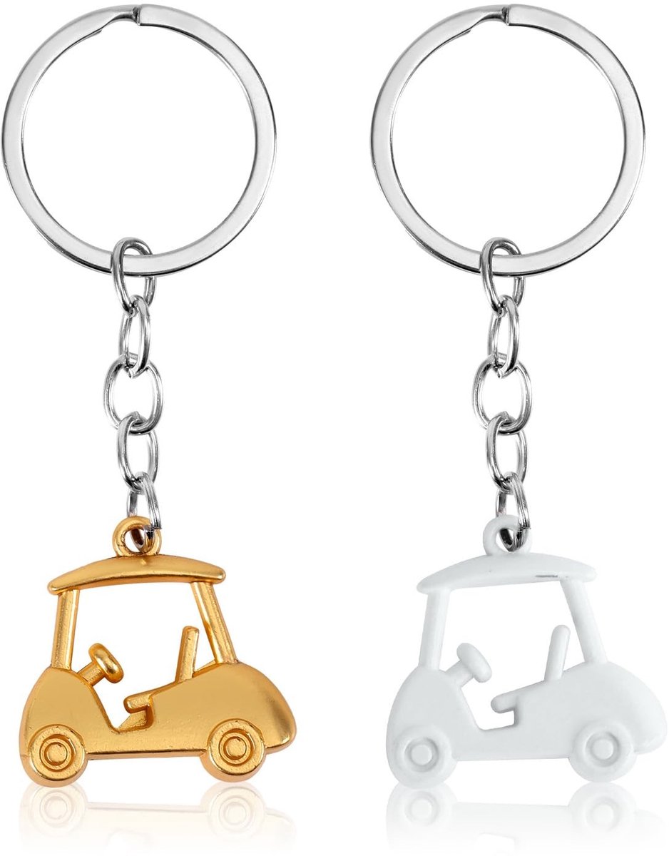 Mikovivi Golf Cart Sleutelhangers - Set van 2 - Zinklegering - Unisex