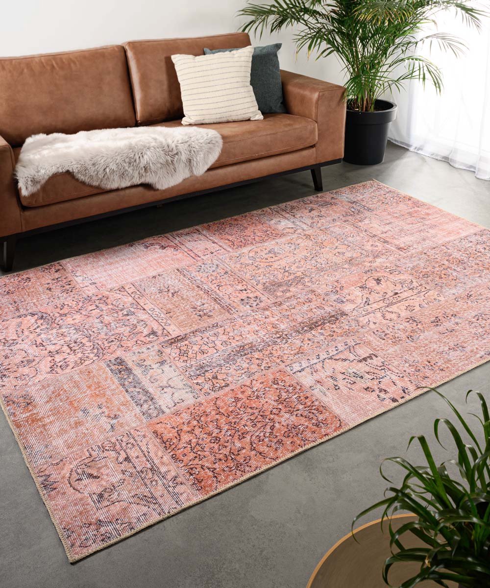 Patchwork vloerkleed - Fade Heritage beige/terracotta 230x330