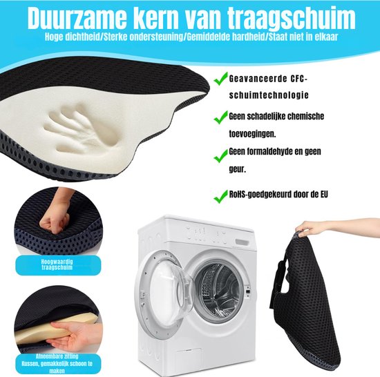 REN® Zitverhoger Auto - Stoelverhoger voor Auto - Kinderzitje Auto - ‎Zwart - 47cm x 42cm x 7cm; 1.5 kg van Ren — afbeelding 3