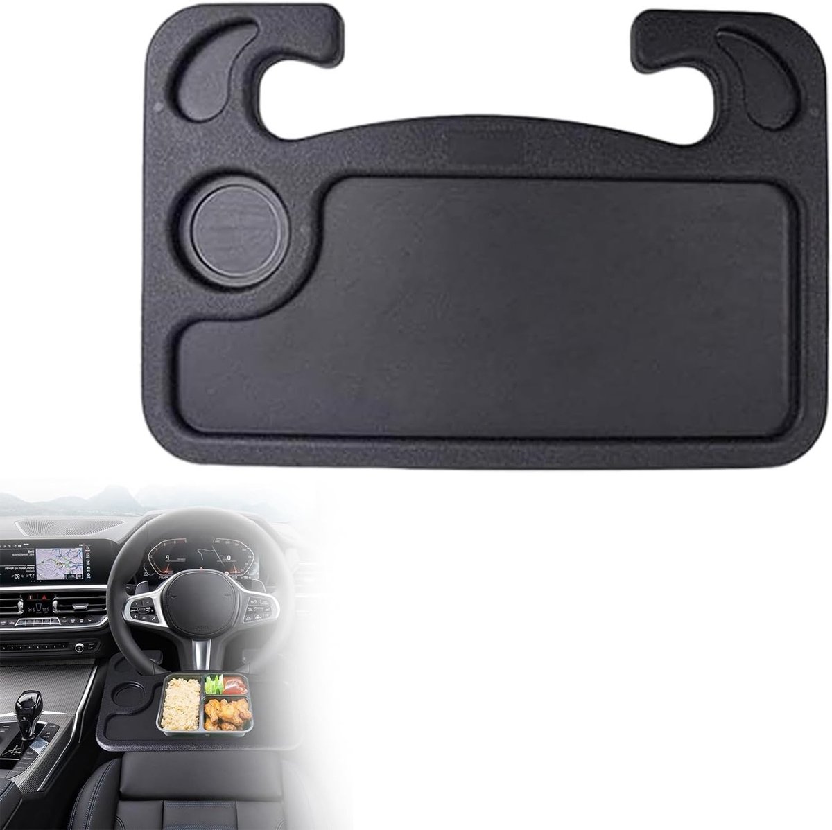 Multifunctionele Auto Stuurwiel Tray - Draagbare Stuurwiel Tafel voor Laptop en Eten - Zwart en Handig Accessoire