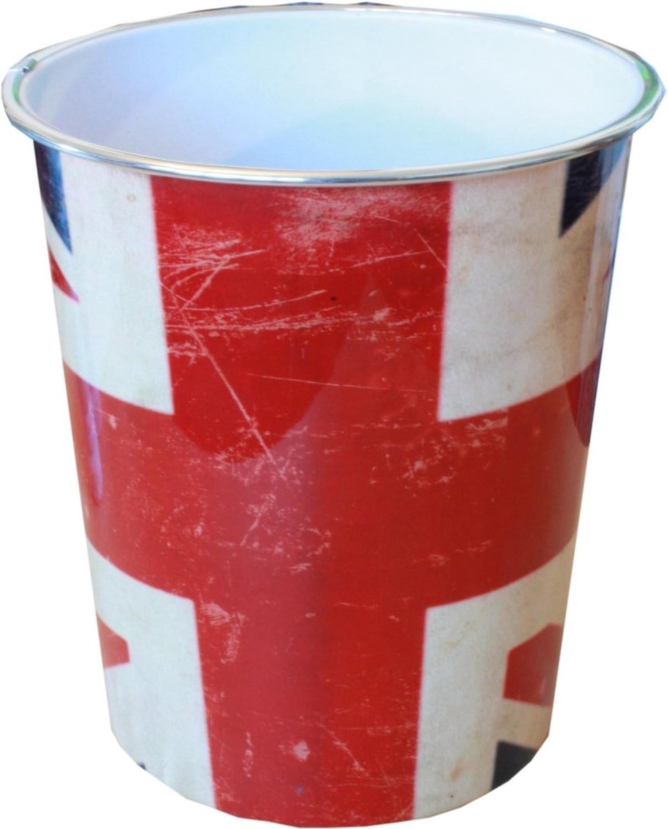Afvalbak - Prullenbak Papierbak - Kantoor Opfleuren - Union Jack Design - H 23cm x Dia 21cm - Multicolor
