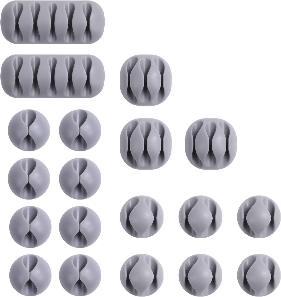 Zelfklevende Kabelclips Set voor Desk, Organiseer Oplaadkabels, Audio- en Voedingskabels (20 Stuks - Grijs)