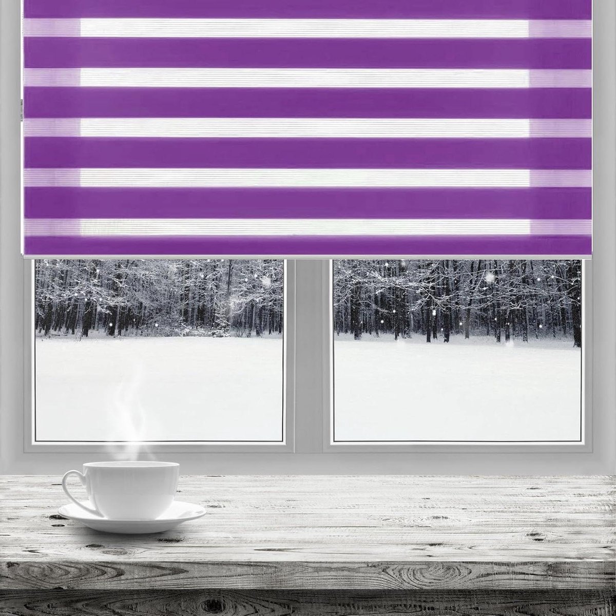 Horizontale Jaloezieën - Raambekleding Gordijnen - Zon En Inkijk - Goede Luchtdoorlatendheid - 60 x 180 cm - Purper