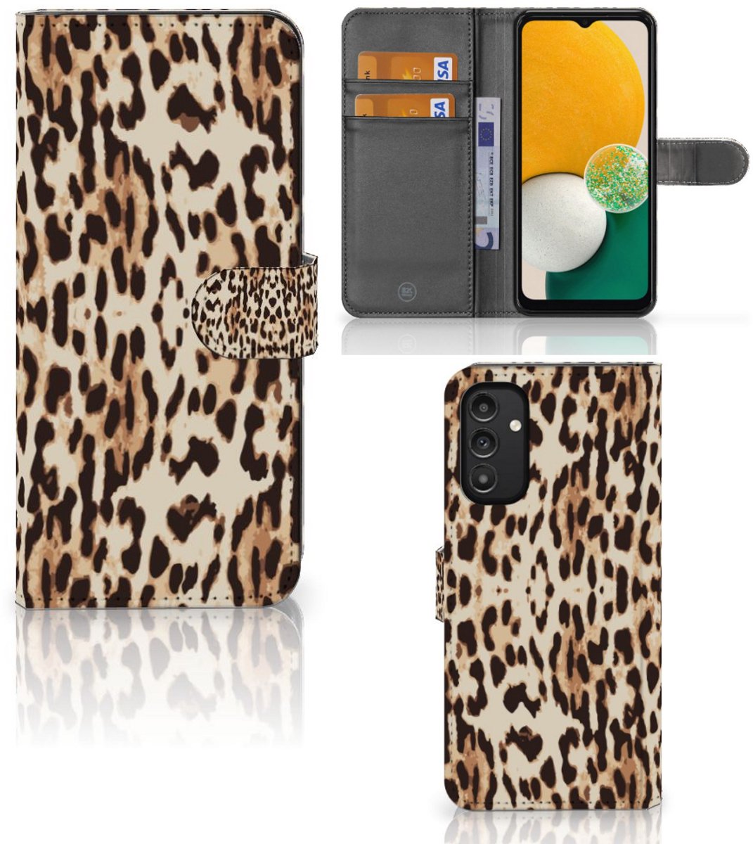 Samsung Galaxy A14 4G Telefoonhoesje met Pasjes Leopard