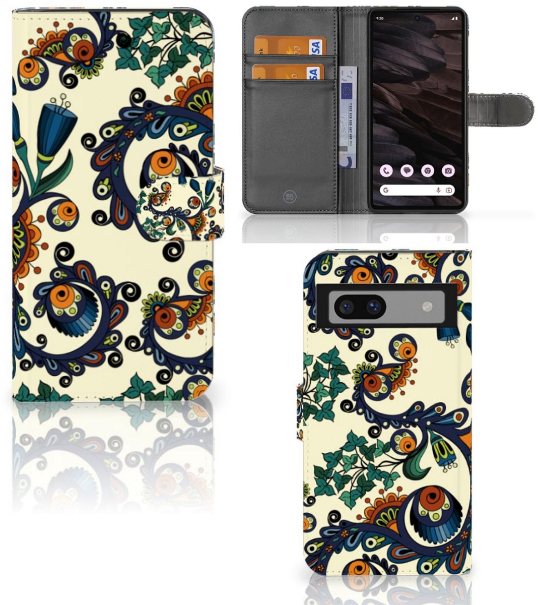 Boekhoesje voor Wallet Case Google Pixel 7A Barok Flower