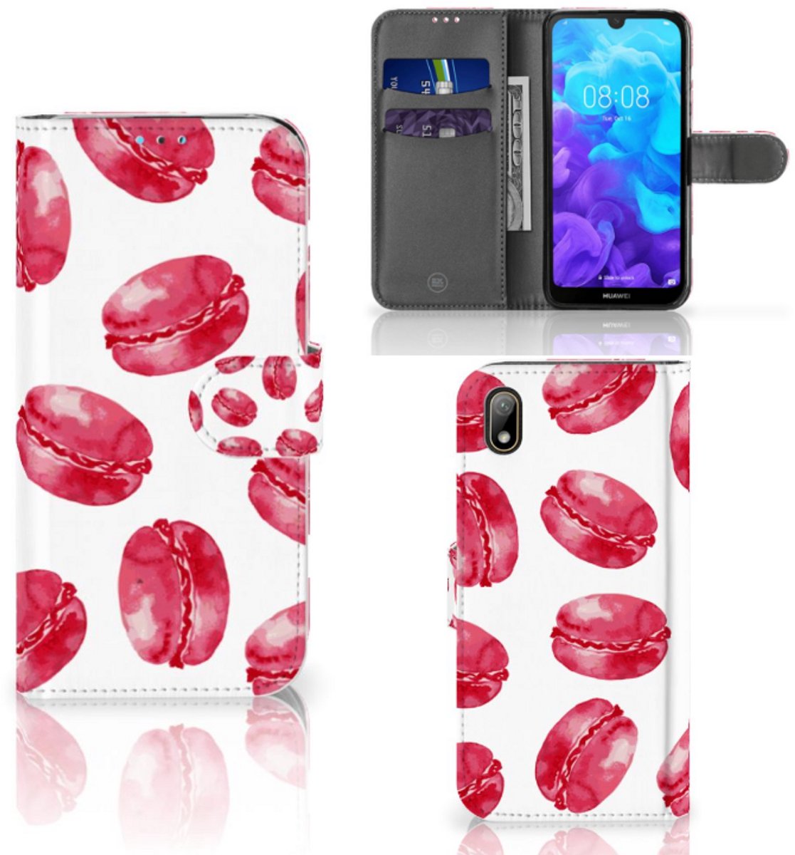 Book Case voor Huawei Y5 (2019) Book Cover Pink Macarons