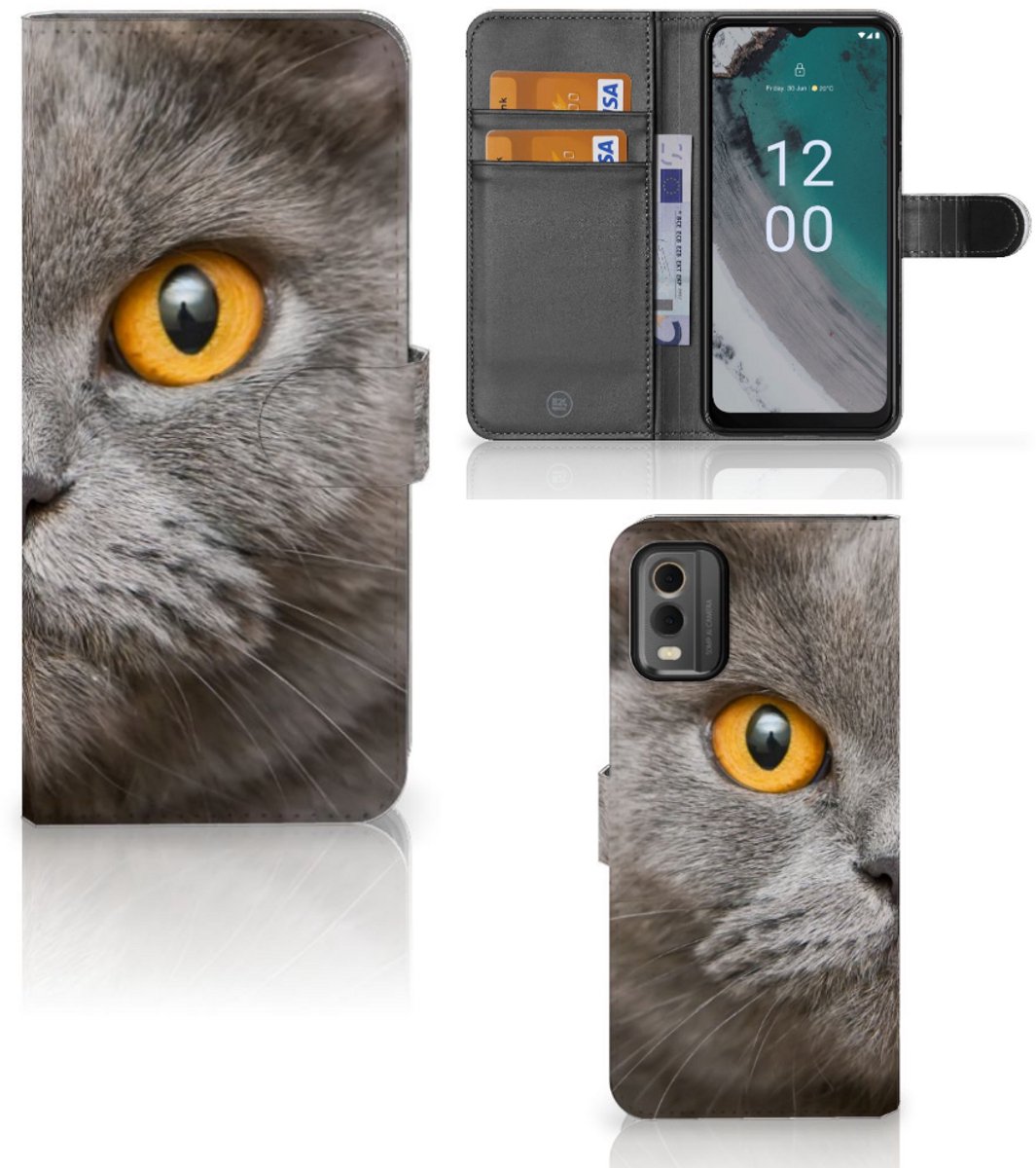 Telefoonhoesje met Pasjes Nokia C32 Britse Korthaar