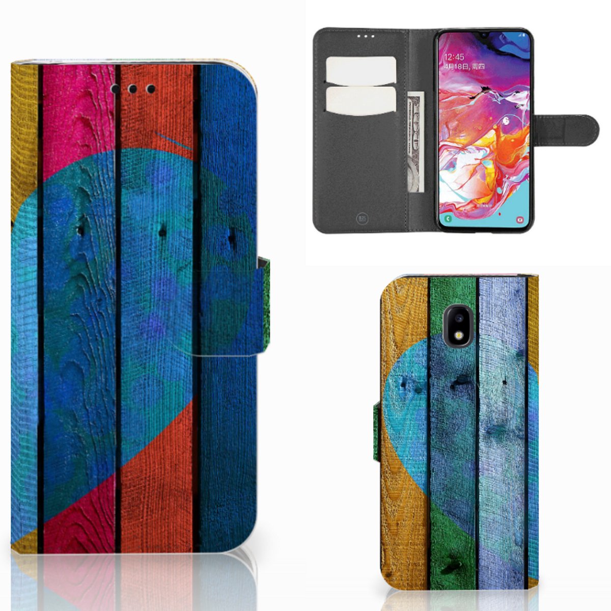 Book Case voor Samsung Galaxy A70 Book Style Case Wood Heart - Cadeau voor je Vriend