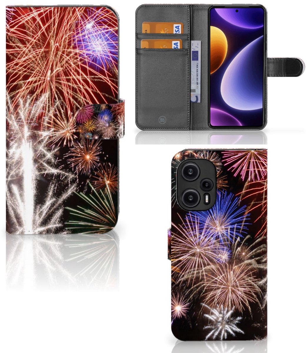Xiaomi Poco F5 Wallet Case met Pasjes Vuurwerk