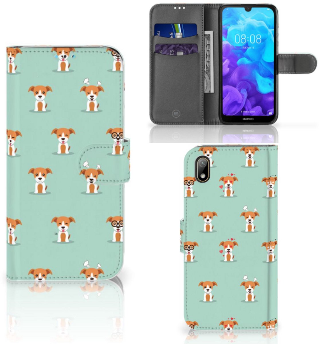 Huawei Y5 (2019) Telefoonhoesje met Pasjes Pups
