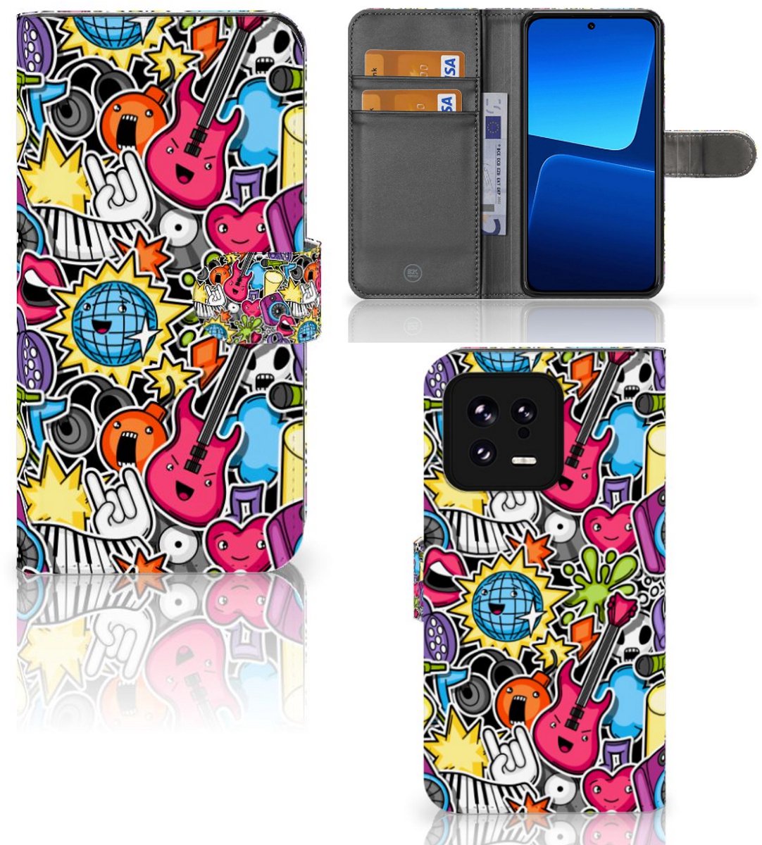Xiaomi 13 Wallet Case met Pasjes Punk Rock