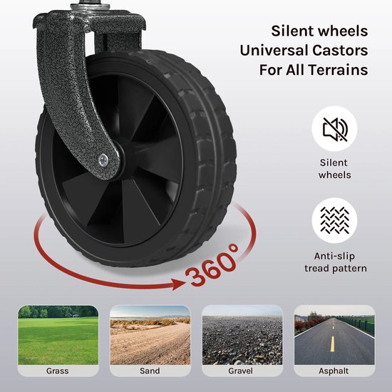 uJOY Opvouwbare bolderkar - Grijs - 360 graden draaibare wielen - Voor camping/strand/boodschappen - 80kg laadvermogen van Merkloos — afbeelding 3