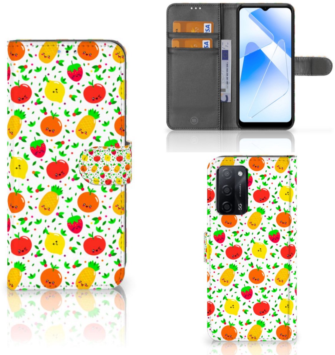 OPPO A16/A16s/A54s Book Cover Fruits