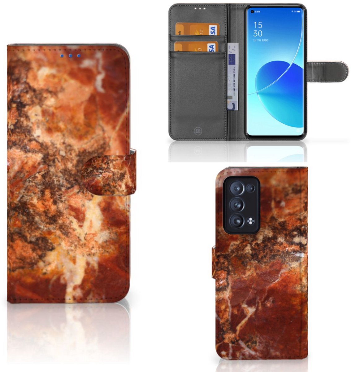 OPPO Reno 6 Pro Plus 5G Bookcase Marmer Bruin