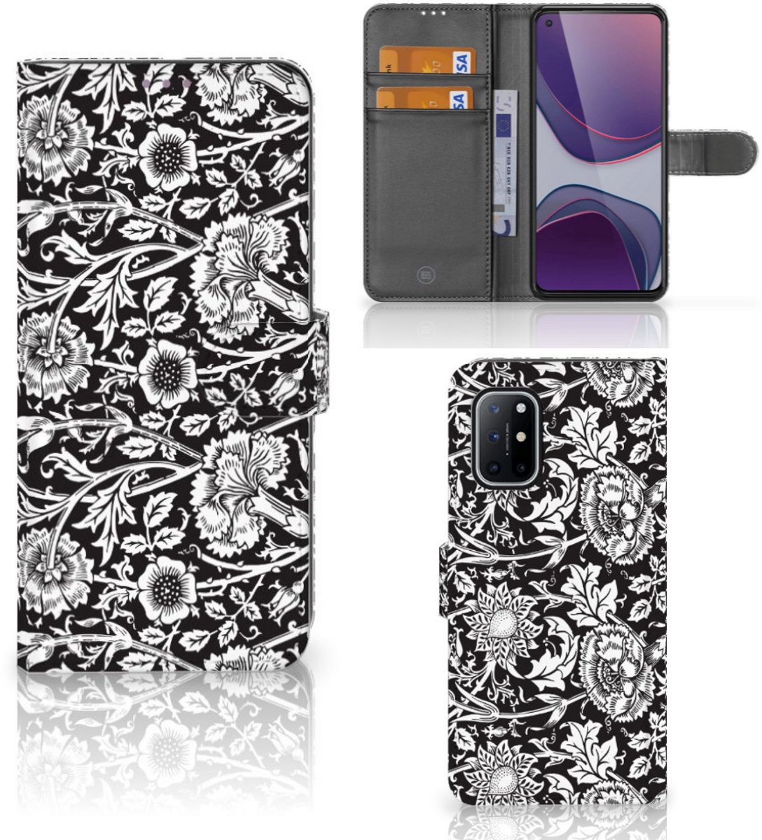 OnePlus 8T Hoesje Black Flowers