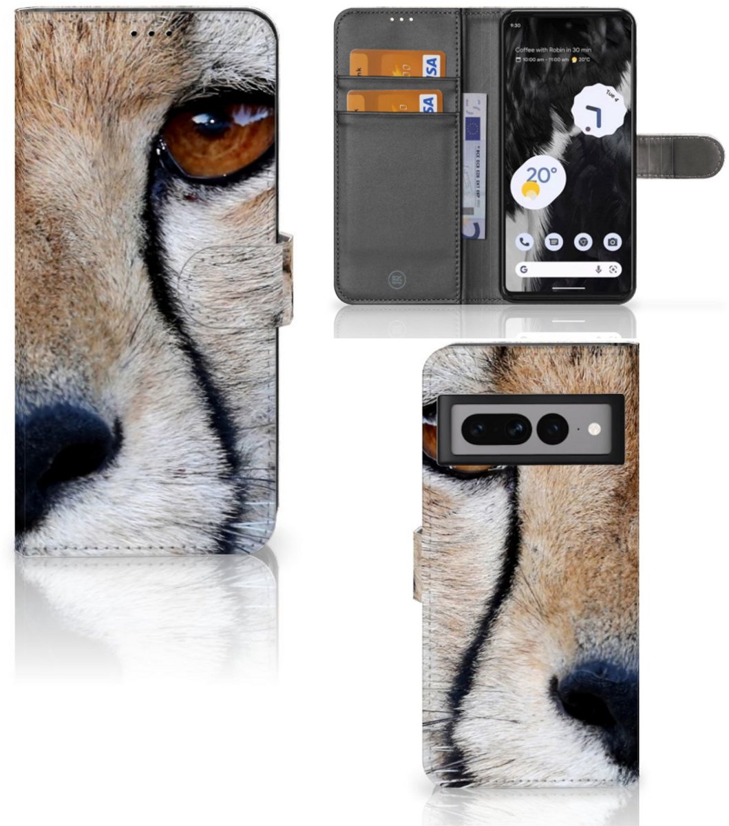 Google Pixel 7 Pro Telefoonhoesje met Pasjes Cheetah