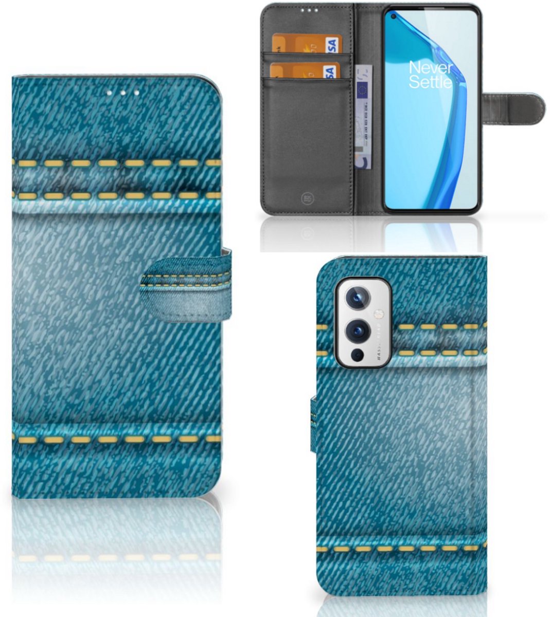 OnePlus 9 Wallet Case met Pasjes Jeans