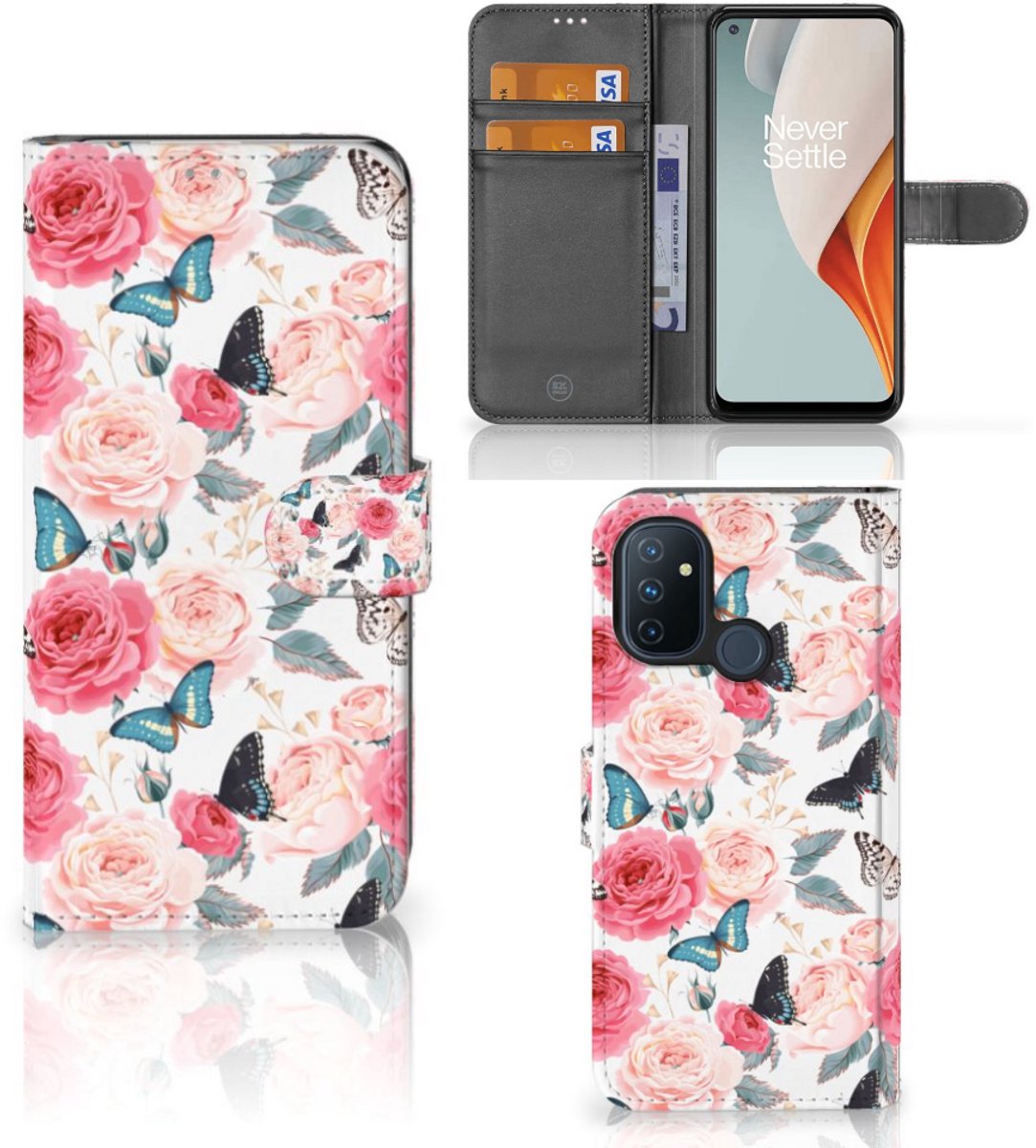 OnePlus Nord N100 Hoesje Butterfly Roses