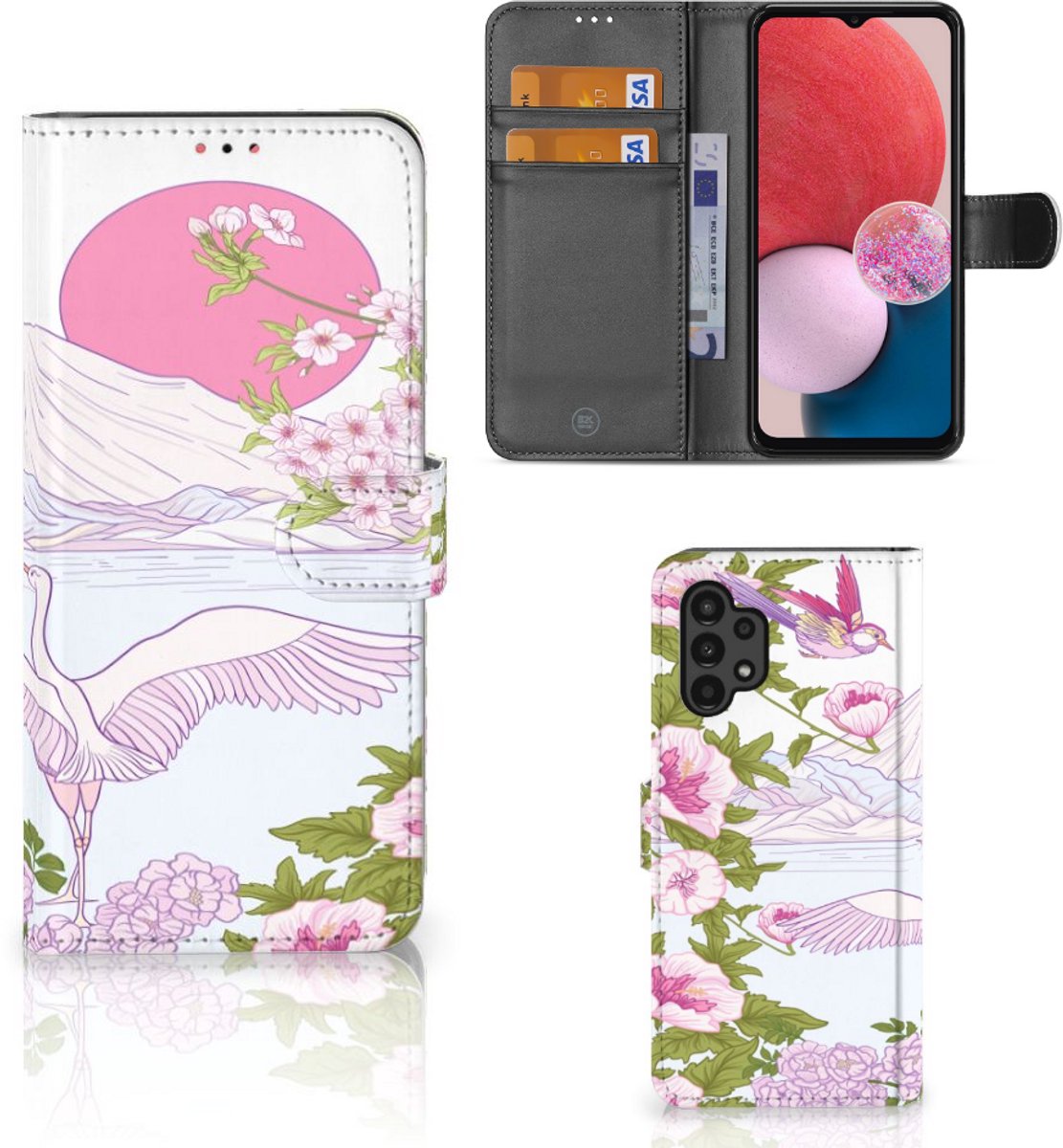 Book Case voor Samsung Galaxy A13 (4G) Telefoonhoesje met Pasjes Bird Standing