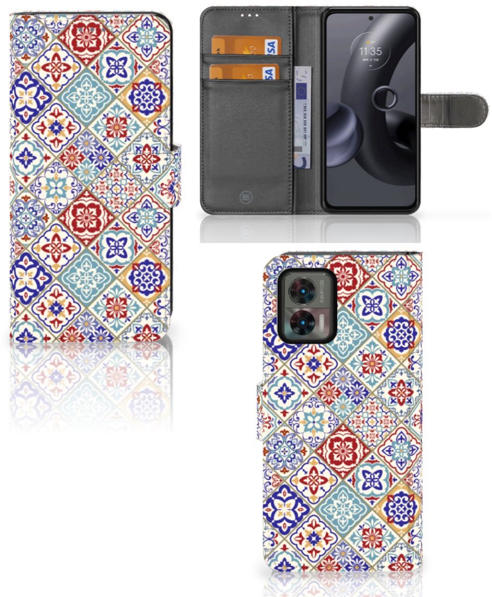 Book Case voor Motorola Edge 30 Neo Bookcase Tiles Color