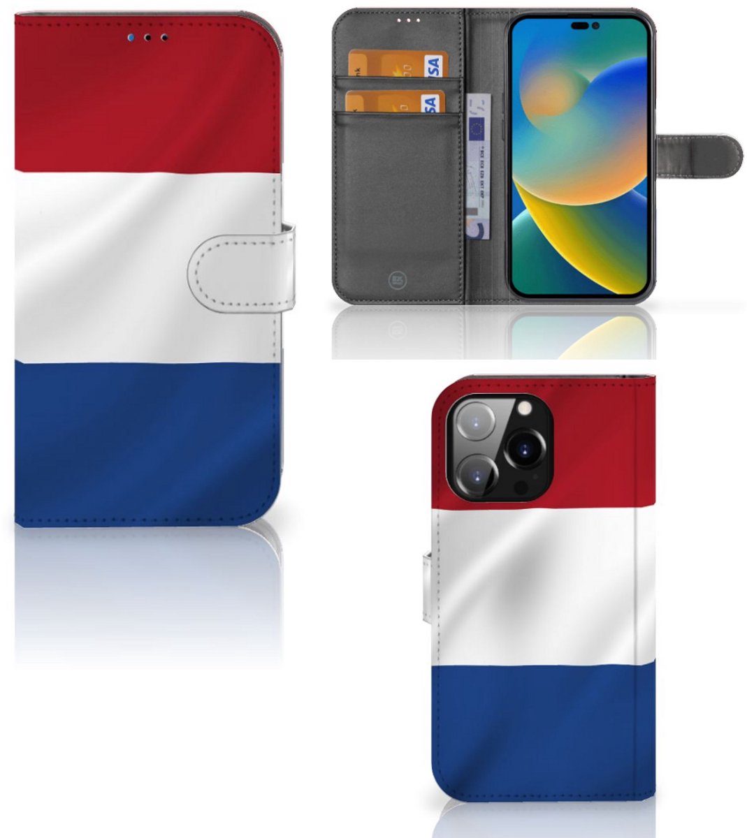 Book Case voor iPhone 14 Pro Max Bookstyle Case Nederlandse Vlag
