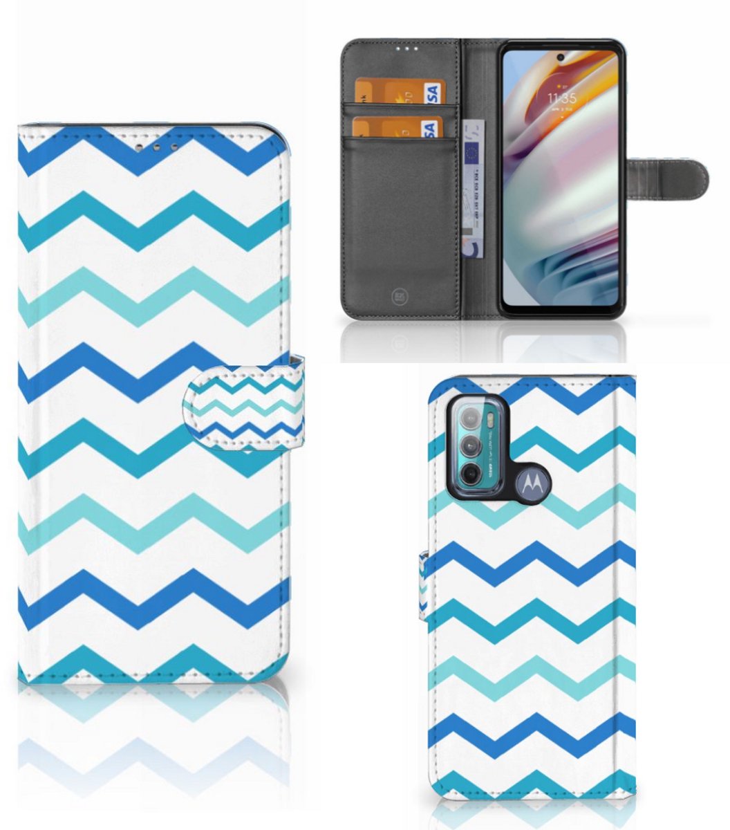 Motorola Moto G60 Telefoon Hoesje Zigzag Blauw