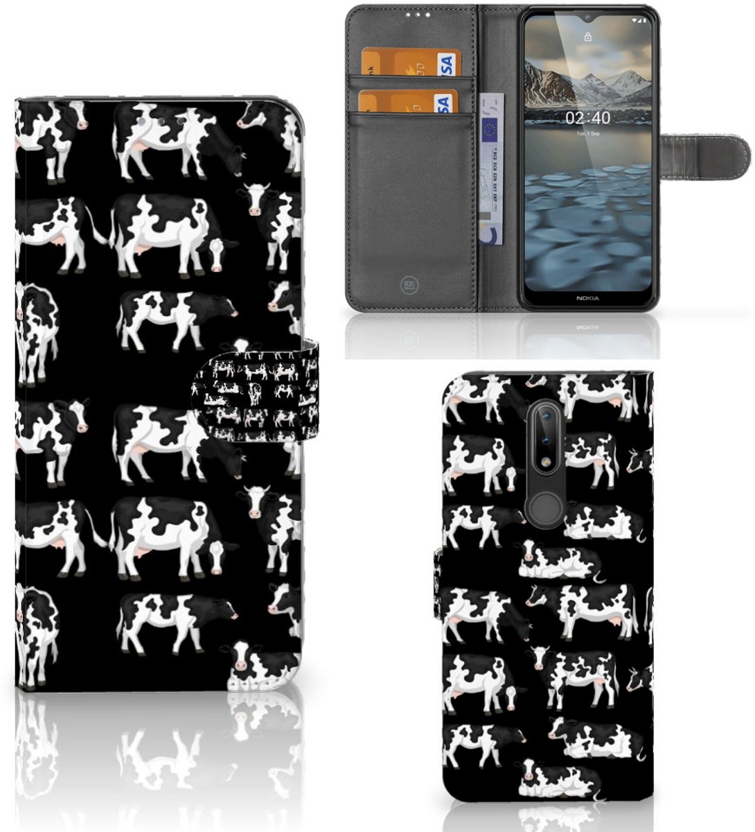 Nokia 2.4 Telefoonhoesje met Pasjes Koetjes