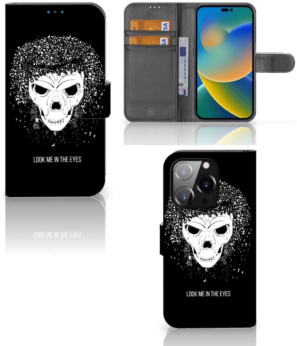 Telefoonhoesje met Naam iPhone 14 Pro Skull Hair