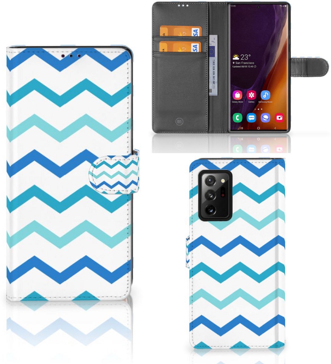 Samsung Galaxy Note20 Ultra Telefoon Hoesje Zigzag Blauw