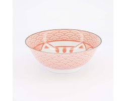 Tokyo Design Studio - Kawaii - Lucky Cat - Neko - Ramen Bowl - Rood - 19.7x7cm - 1000ml