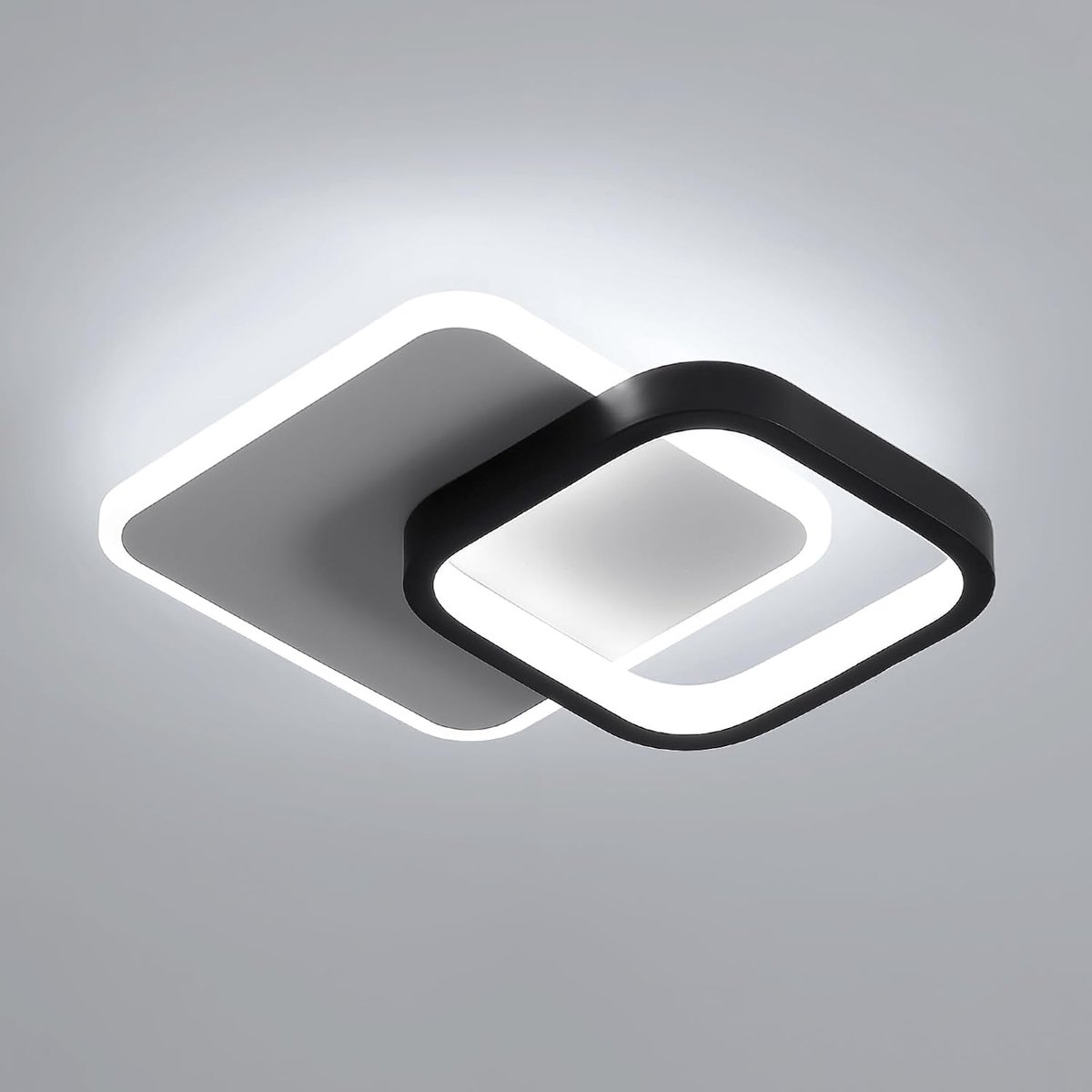 Haobosic - LED Plafondlamp - Zwart Vierkant - 24W - 6500K Koud Wit