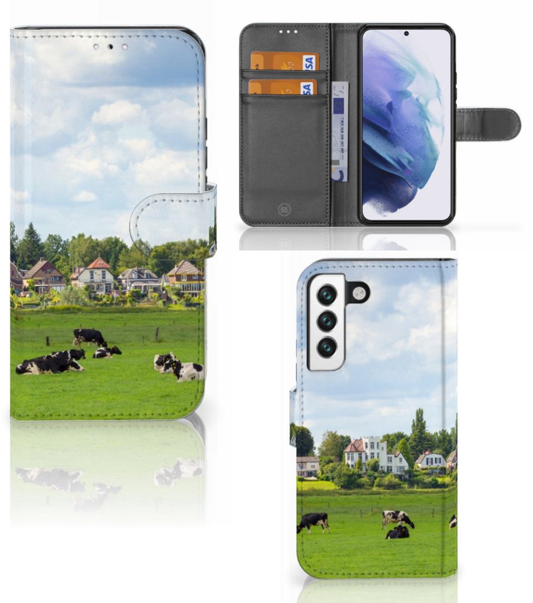 Book Case voor Samsung Galaxy S22 Telefoonhoesje met Pasjes Koeien