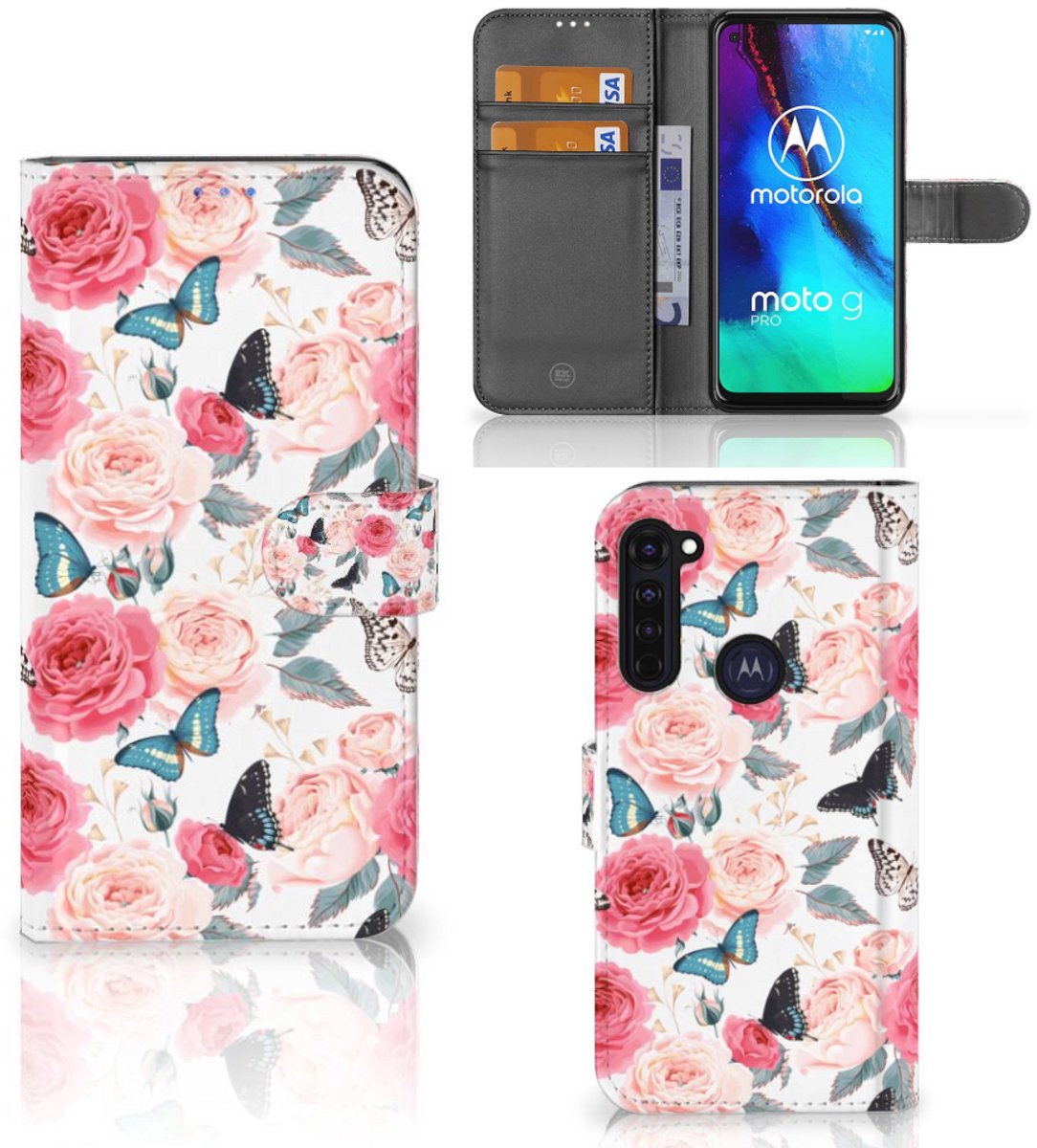 Motorola Moto G Pro Hoesje Butterfly Roses