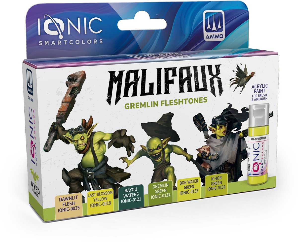 AMMO by Mig Jimenez Hobbyverf Acrylverf - MIG IO0460 Ionic Smart Colors - Malifaux Gremlin Fleshtones Kleurenset - Acryl Set 6x20ml Verf set - 12x 20 ml