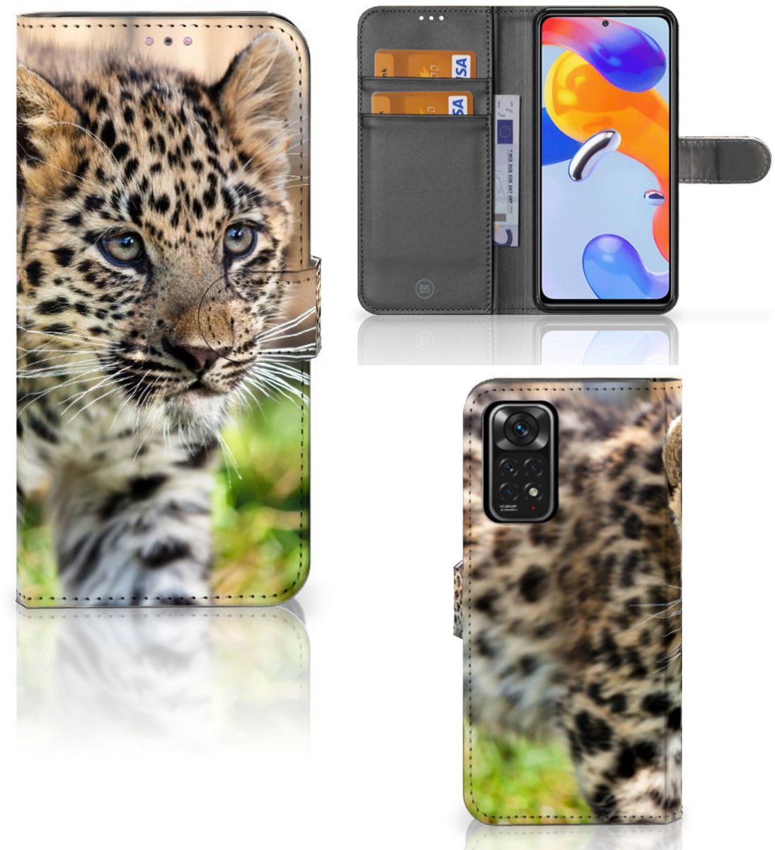 Xiaomi Redmi Note 11 Pro 5G/4G Telefoonhoesje met Pasjes Baby Luipaard