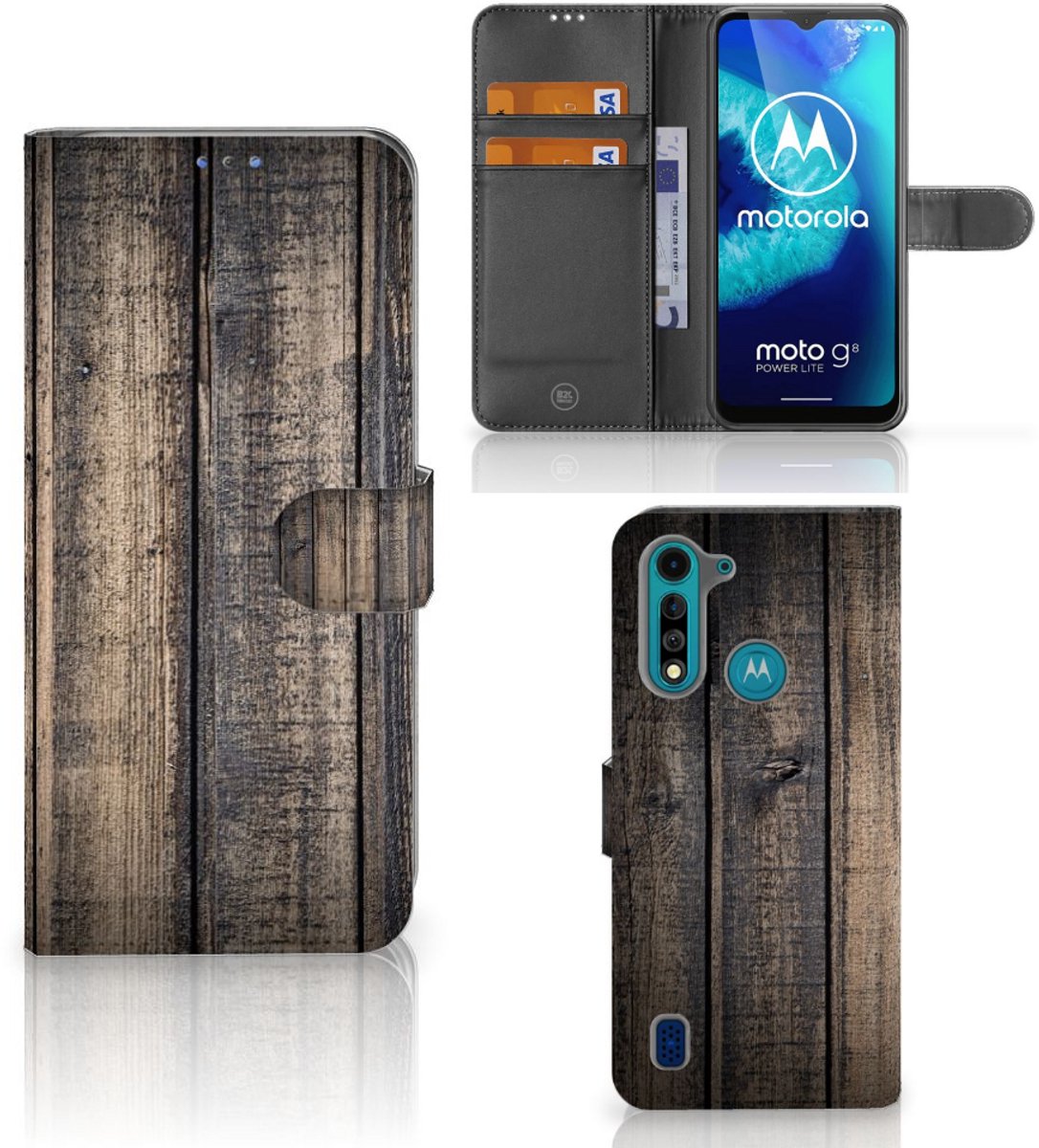 Motorola G8 Power Lite Book Style Case Steigerhout