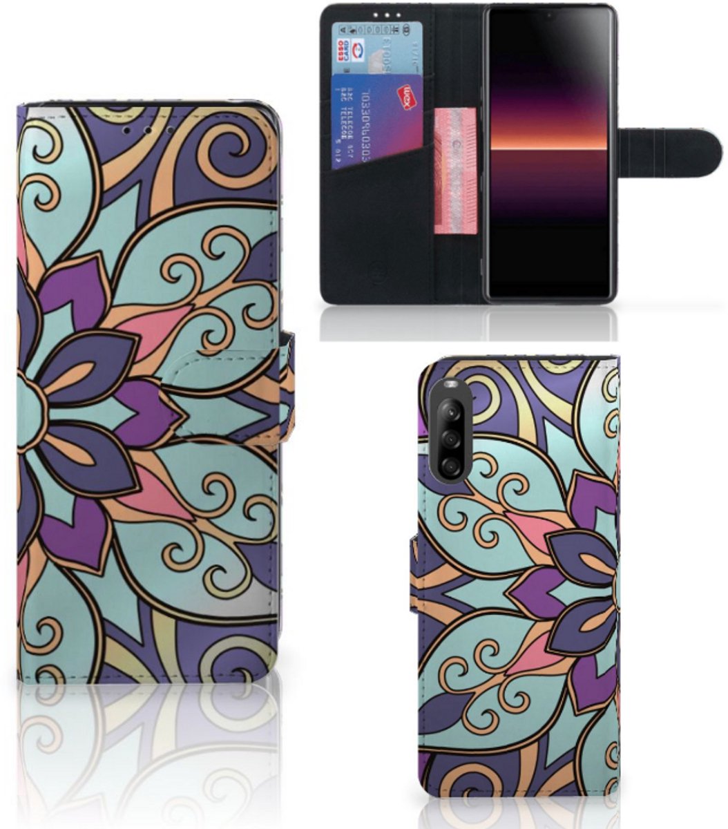 Book Case voor Sony Xperia L4 Hoesje Purple Flower