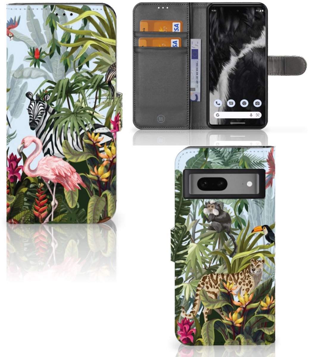 Boekhoesje voor Telefoonhoesje met Pasjes voor Google Pixel 7 Jungle