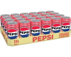 Pepsi - Zero Strawberries 'N Cream - 24 x 0,33 Liter blik - Frisdrank