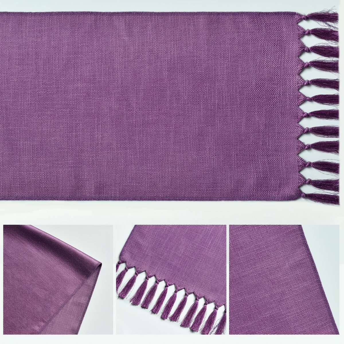 Dailygoody - Tafelloper - Boho Landelijke Stijl - Lila Paars - Keuken Decoratie - Bruiloft en Feest - 33x143 cm