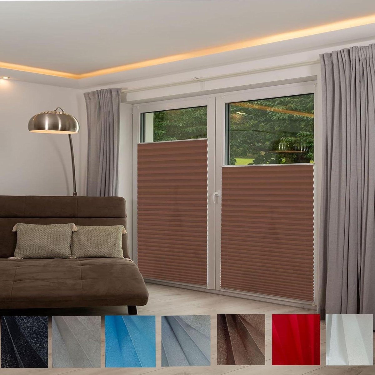 Plisségordijn - Raambekleding - Privacy en zonwering - Montage zonder boren - 25x210 cm - 
