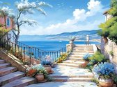 Diamond painting – 40x30 -pierres carrées – Plage - Mer - Été - hobby – activité – loisirs – cadeau – présent – fête – jours fériés
