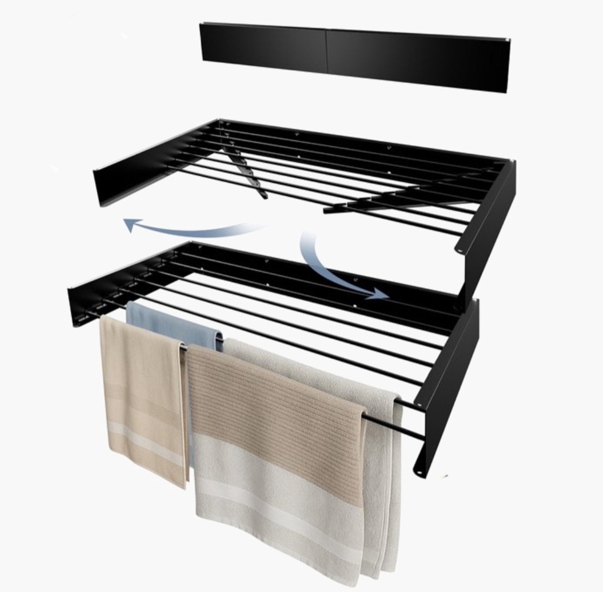 Goodly® XXXL Wanddroogrek - Inklapbaar - Zwart - High quality