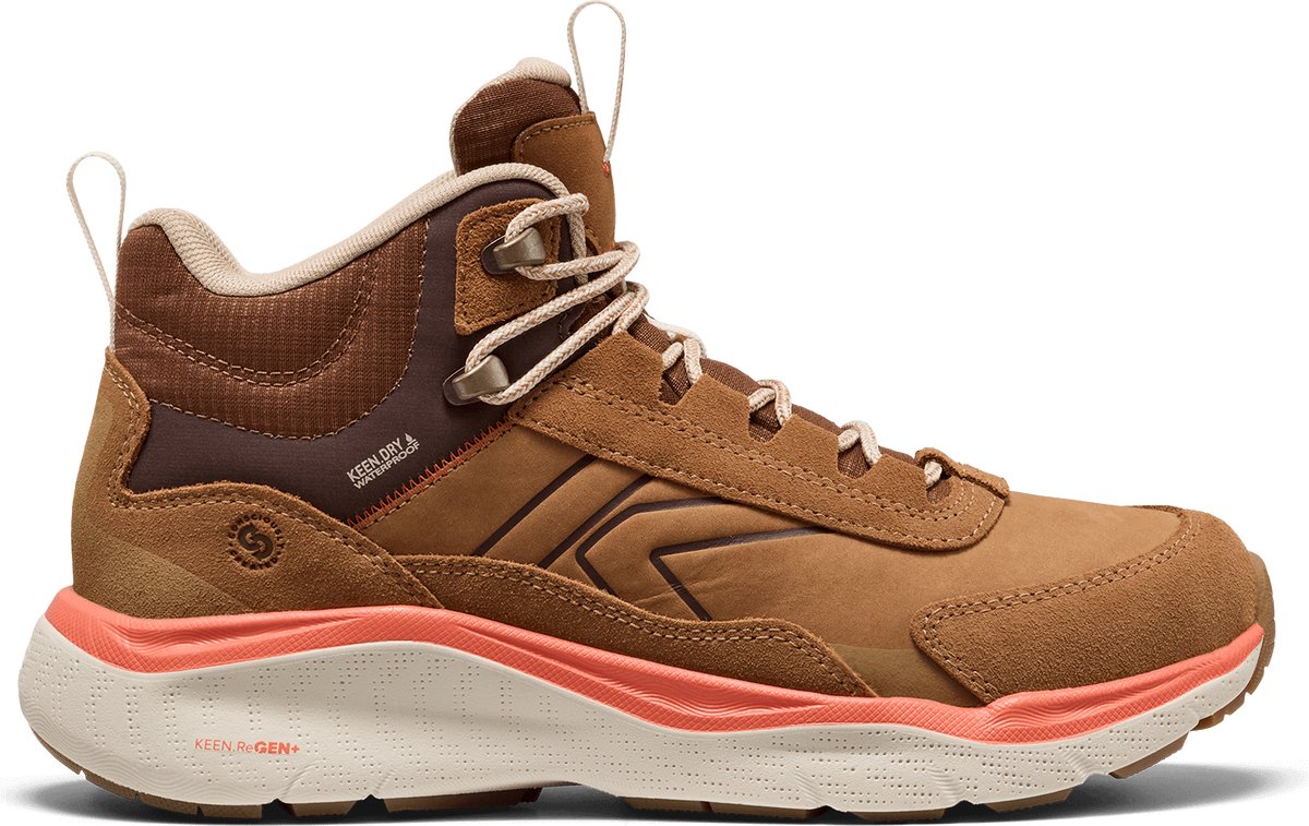 Keen - Leiki Mid Leather Dames Wandelschoenen Chipmunk/Birch - Maat 38