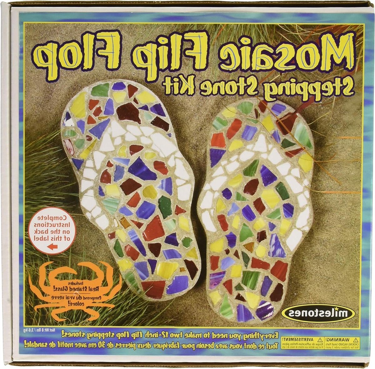 Mozaïek Flip Flop Stepping Stones - Tuin Decoratie Set - Tuin Aankleden - Tropisch Design - 2x 15x28 cm Mallen