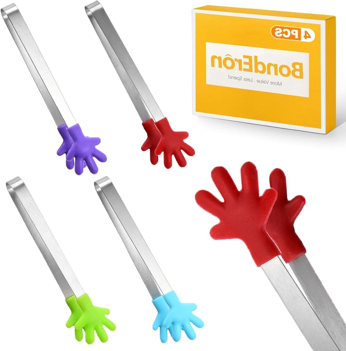 Set van 4 Suikertangen – RVS Mini Serveertangen voor Snoep, Buffet, IJsblokjes, Hapjes en Taartjes, Perfect voor Feestjes en Koffietafels